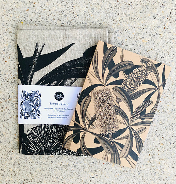 Botanical Art Tea Towel and Notebook Gift Pack
