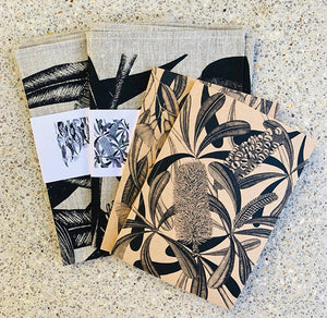 Botanical Art Tea Towels and 2 Notebooks Gift Pack